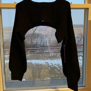 Solid High Neck Super Crop Sweater